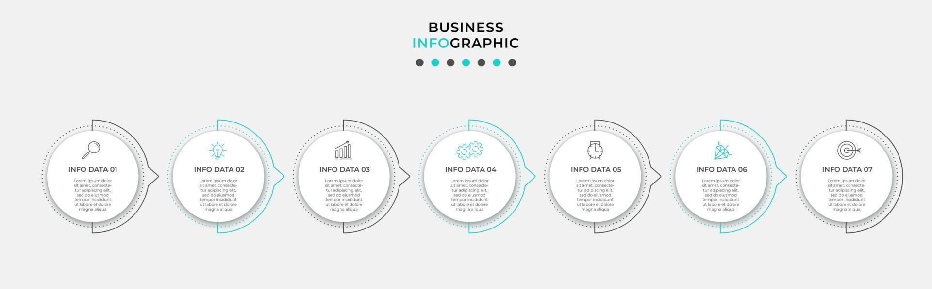 modello di progettazione infografica con icone e 7 opzioni o passaggi vettore