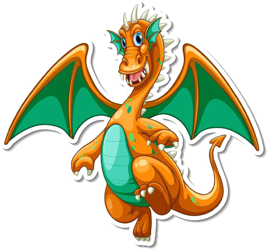 adesivo personaggio dei cartoni animati drago fantasy vettore