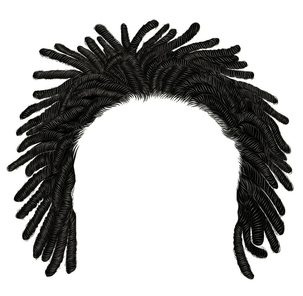 di moda africano lungo capelli dreadlocks . realistico 3d . moda bellezza stile . vettore