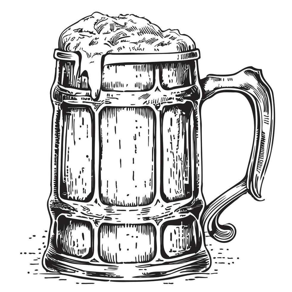 birra boccale mano disegnato schizzo nel scarabocchio stile vettore illustrazione