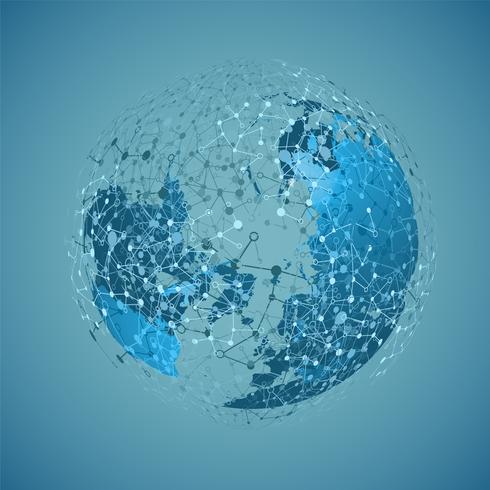 Globo del mondo su uno sfondo blu, illustrazione vettoriale