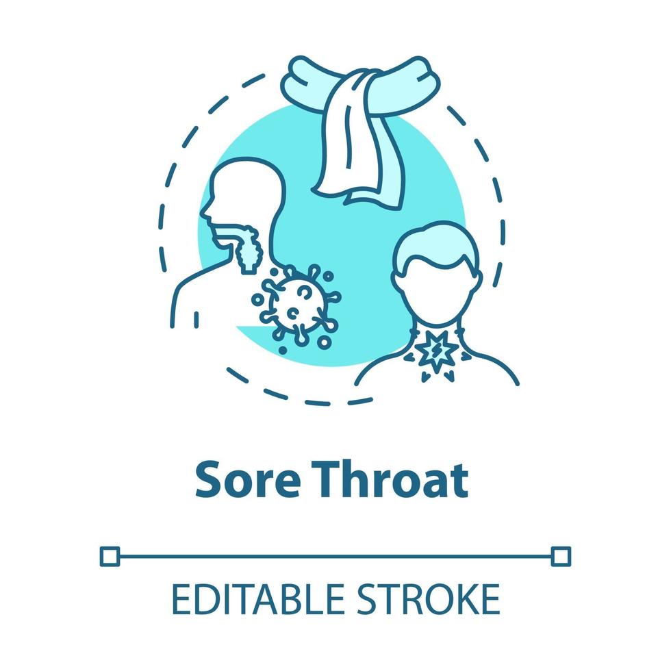 icona del concetto di mal di gola vettore