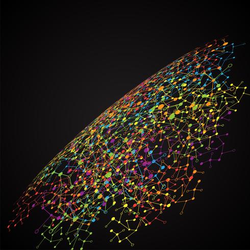 Mondo punteggiato con connessioni, illustrazione vettoriale