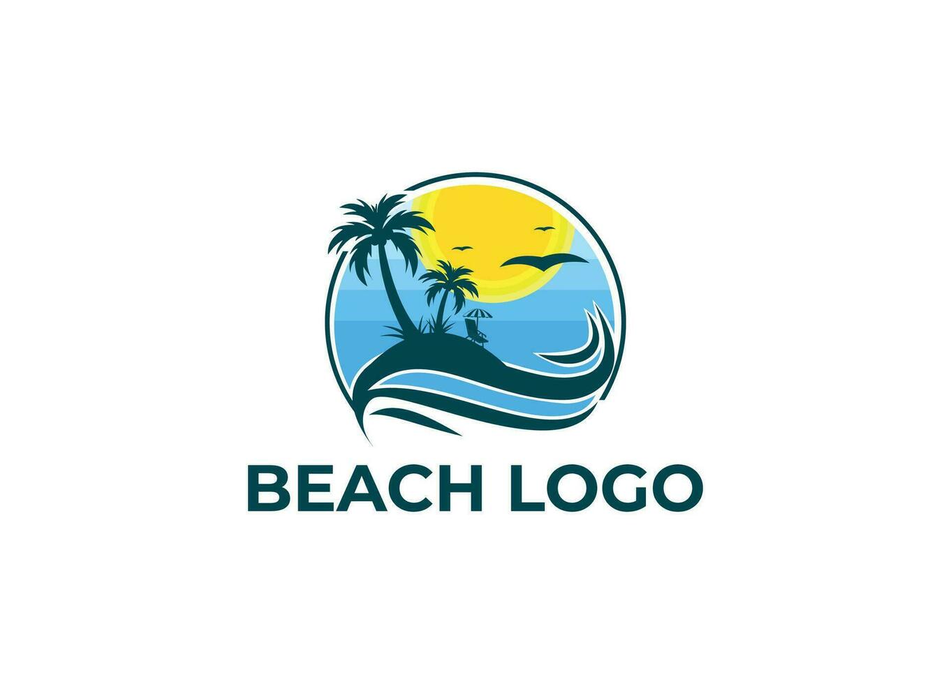spiaggia tramonto logo design vettore modello ispirazione. viaggio logo design