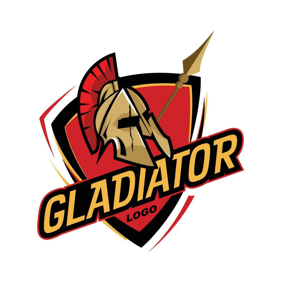 vettore di progettazione del logo di sport della mascotte del gladiatore spartano