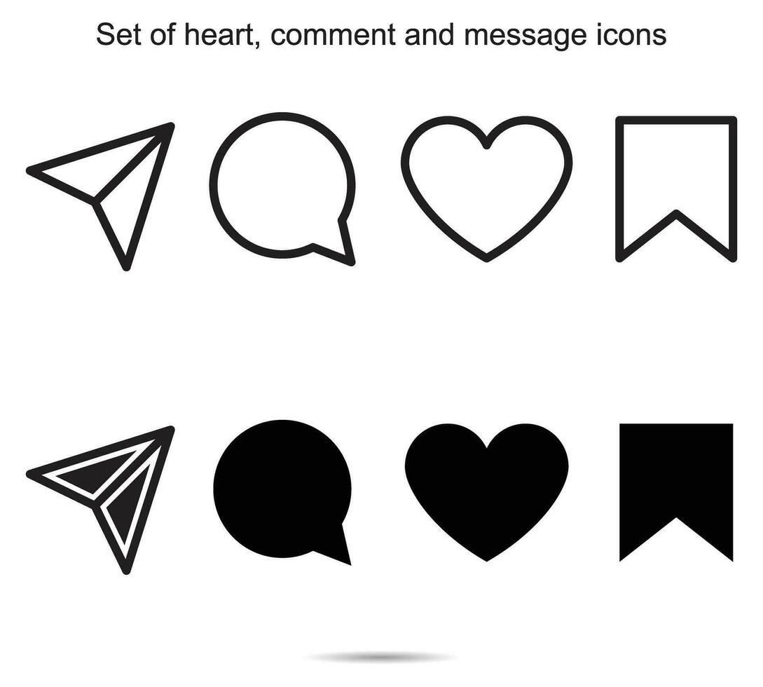 impostato di cuore, commento e Messaggio icone, vettore illustrazione