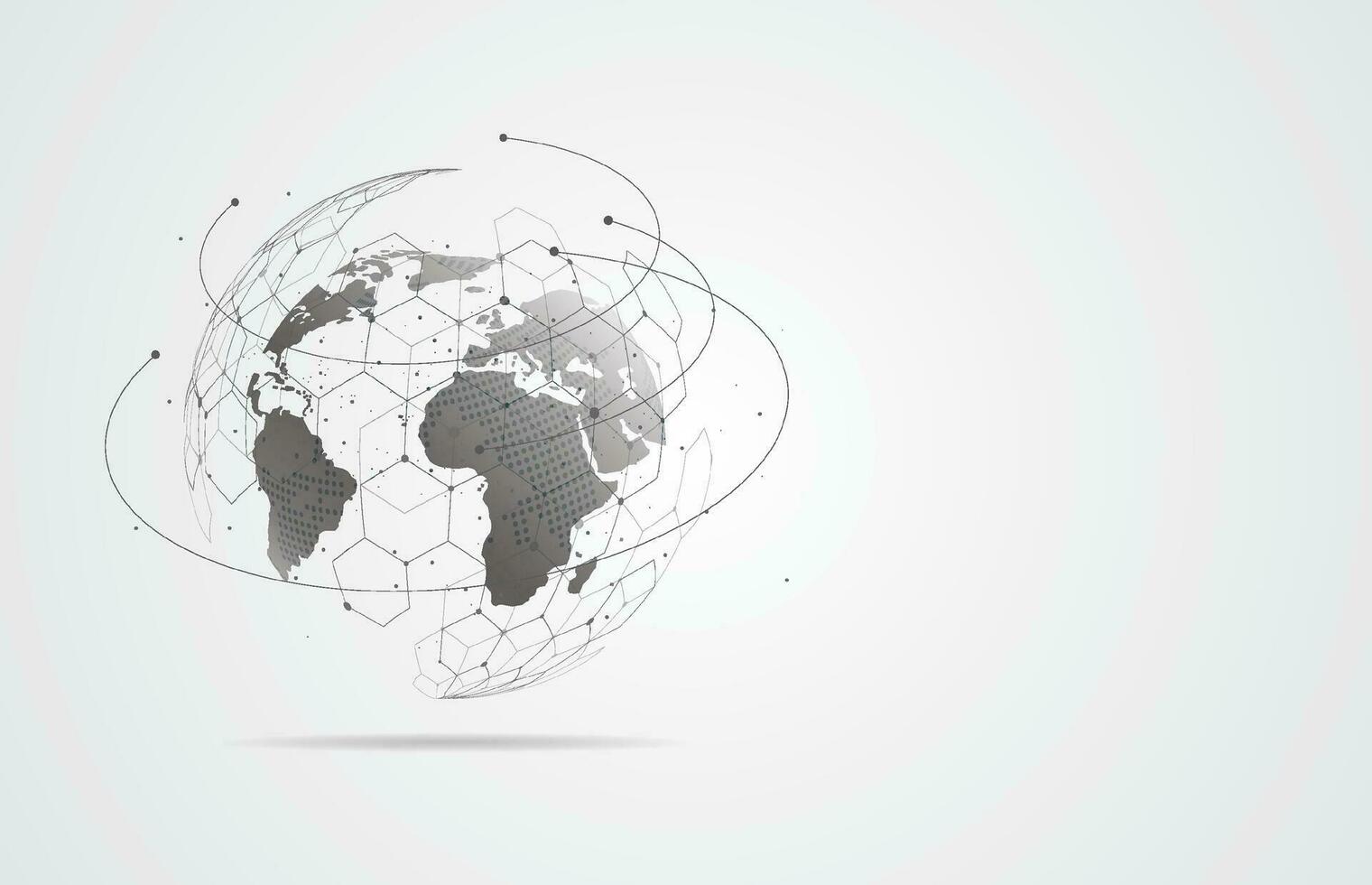 connessione di rete globale. punto della mappa del mondo e concetto di composizione della linea del business globale. illustrazione vettoriale