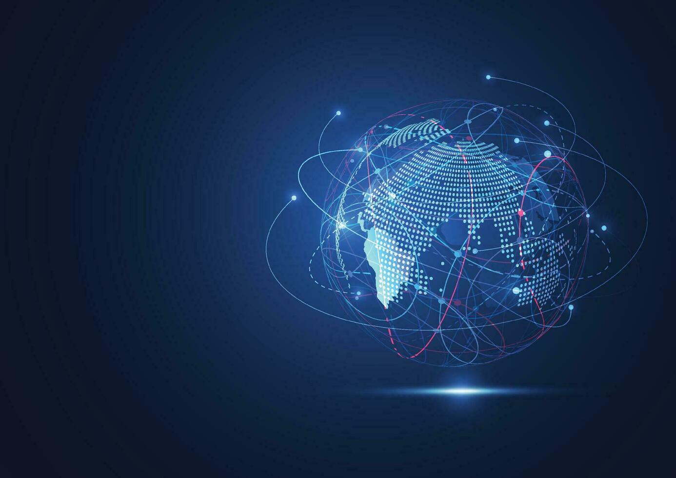 connessione di rete globale. punto della mappa del mondo e concetto di composizione della linea del business globale. illustrazione vettoriale