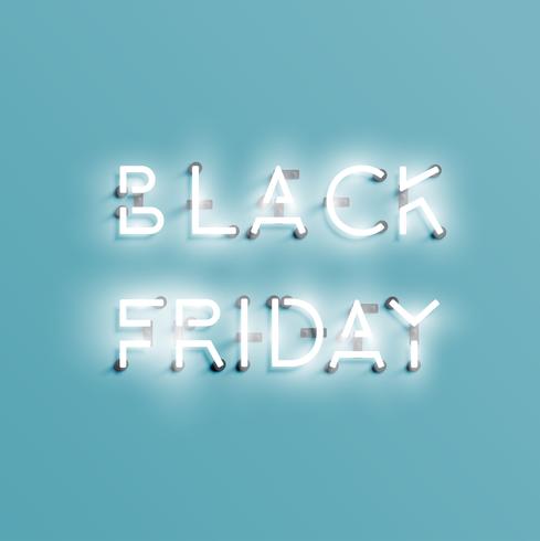 Realistico neon &#39;BLACK FRIDAY&#39; segno, illustrazione vettoriale