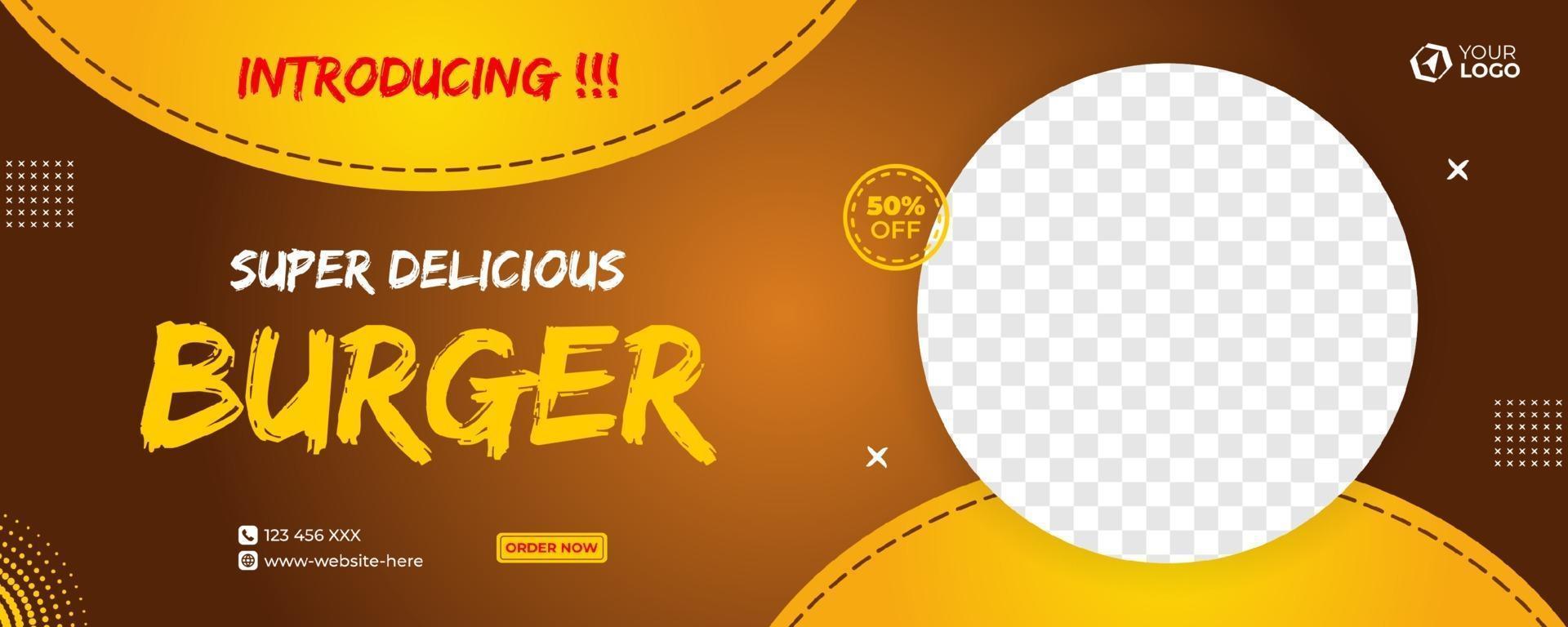 delizioso banner per hamburger vettore