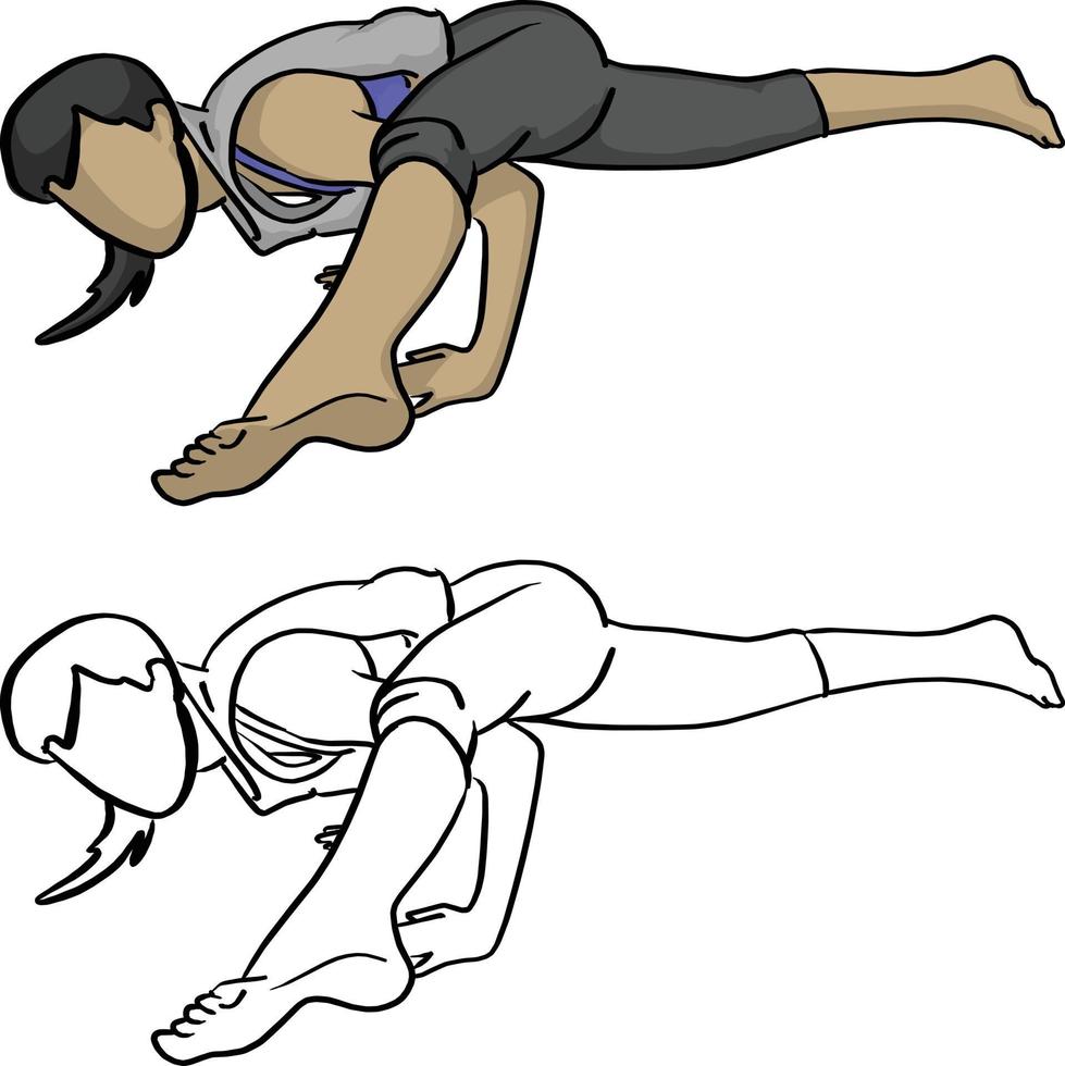 donna che fa yoga posa illustrazione vettoriale sketch