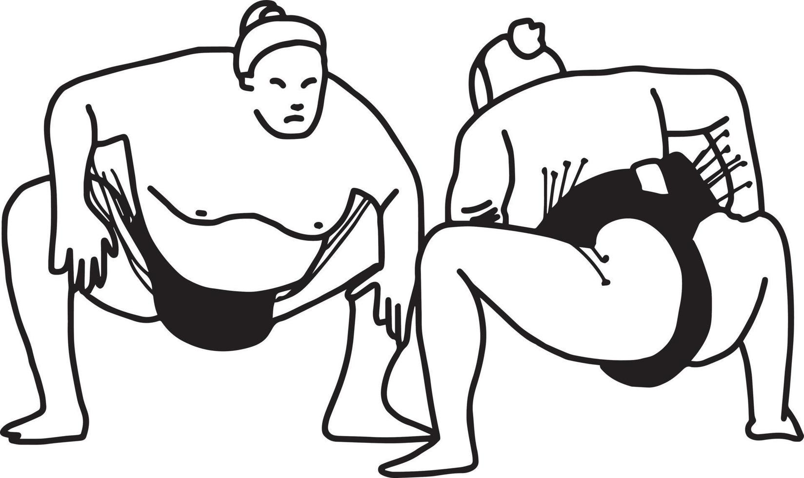 lotta di sumo wrestling - illustrazione vettoriale schizzo disegnato a mano