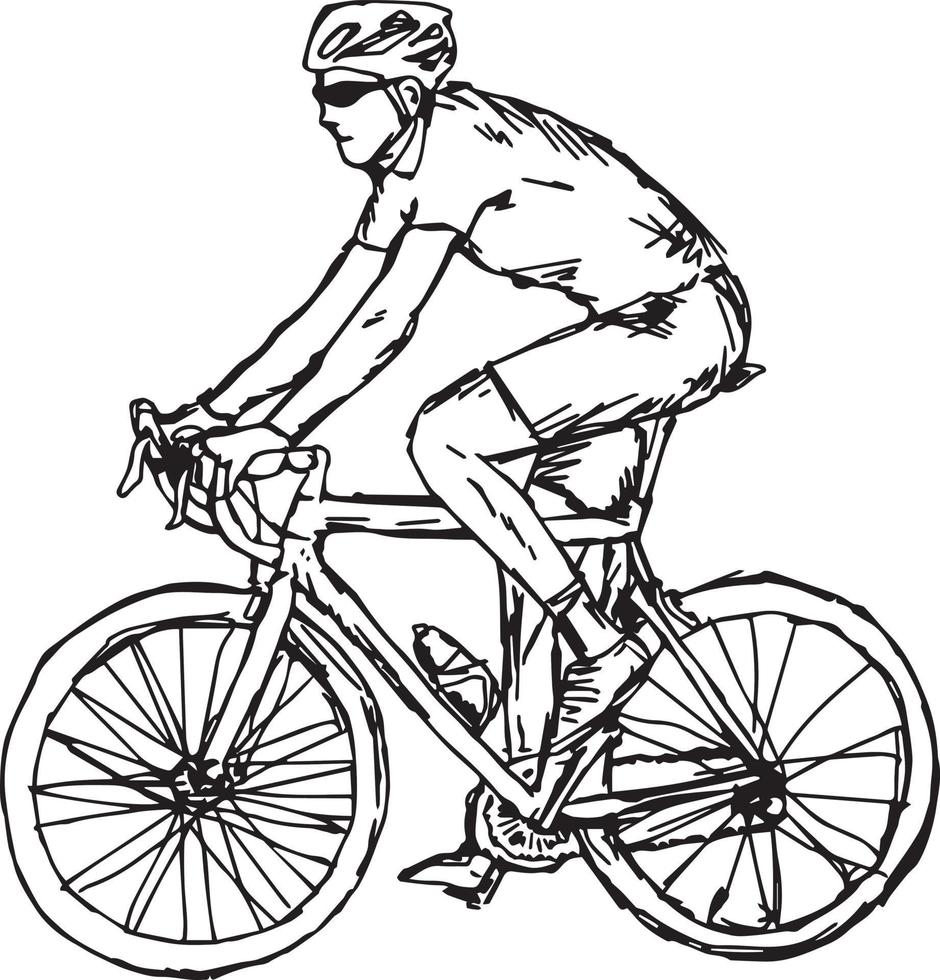 uomo con occhiali da sole in bicicletta - illustrazione vettoriale sketch