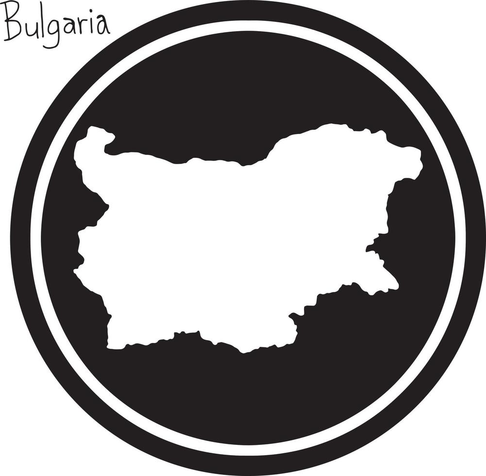 illustrazione vettoriale mappa bianca della bulgaria su cerchio nero