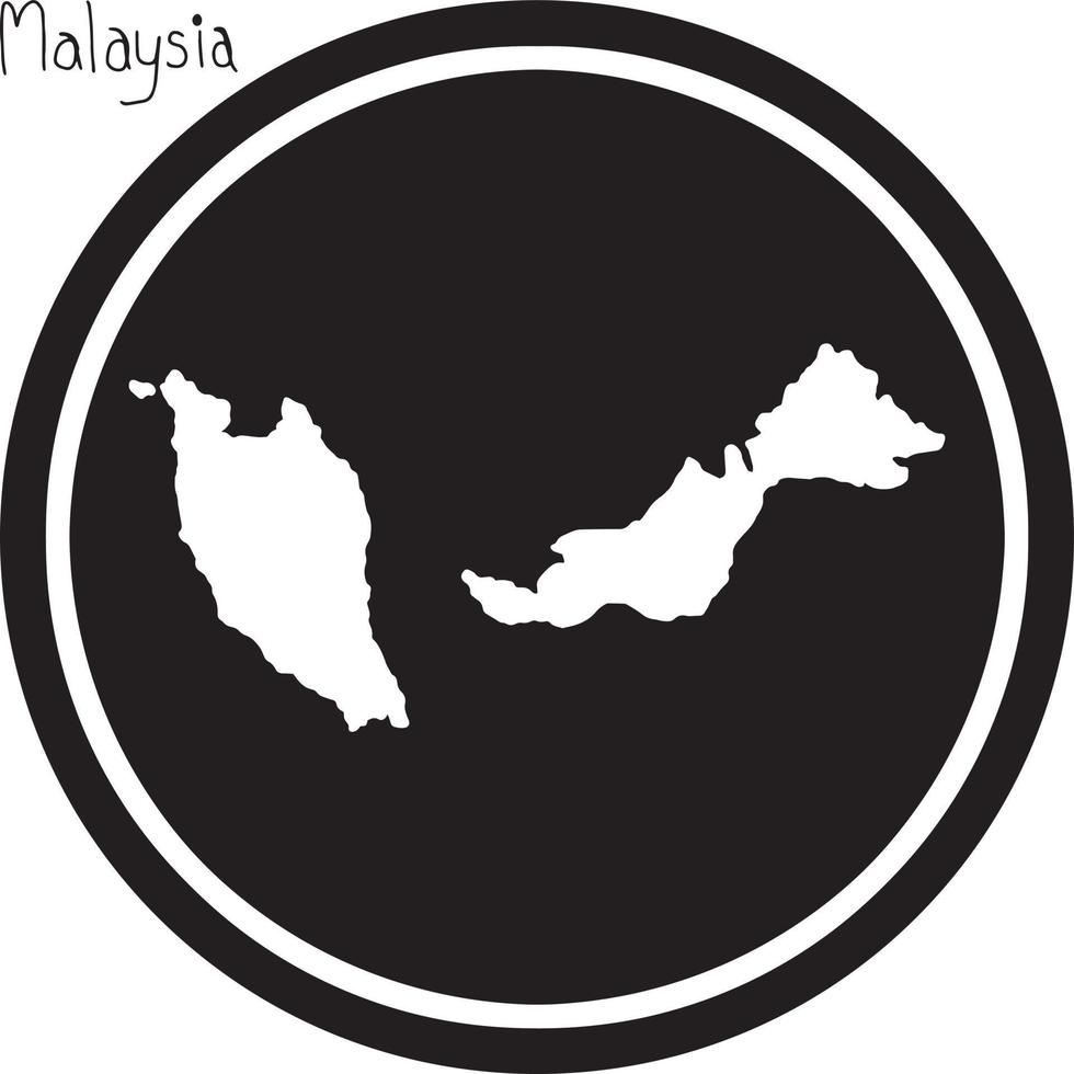 illustrazione vettoriale mappa bianca della Malesia su cerchio nero