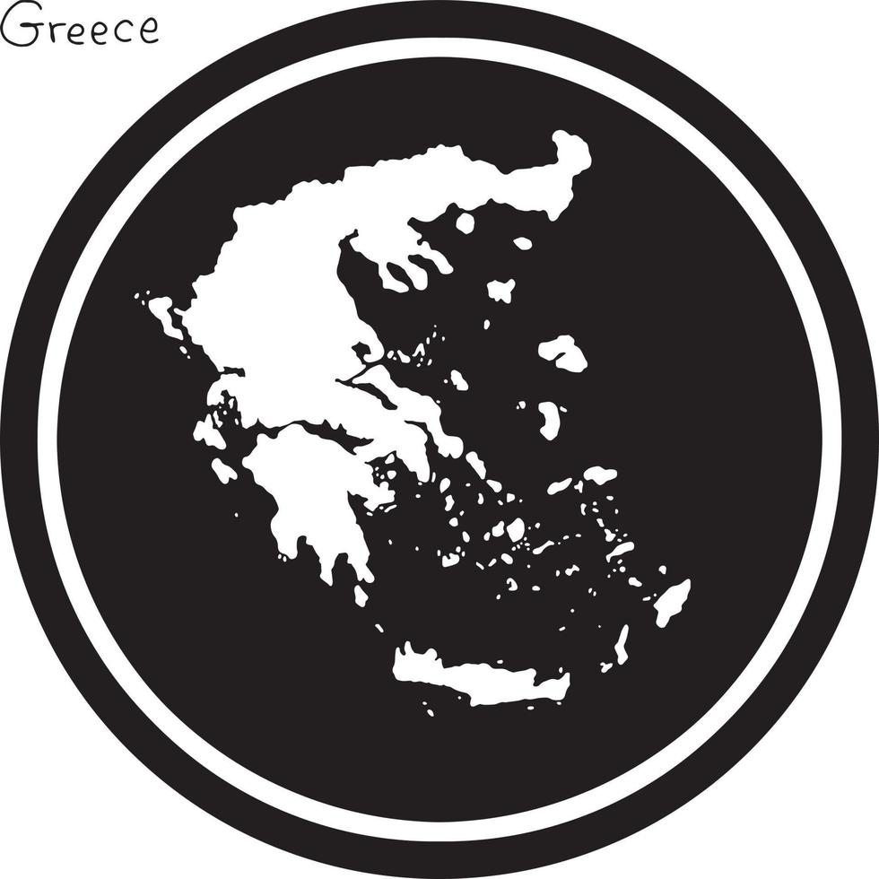 illustrazione vettoriale mappa bianca della grecia su cerchio nero