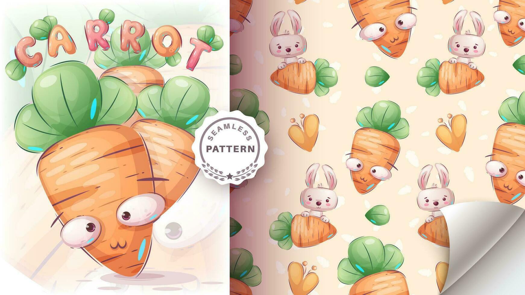 cartone animato personaggio adorabile carota, mano disegnato stile bambini illustrazione vettore