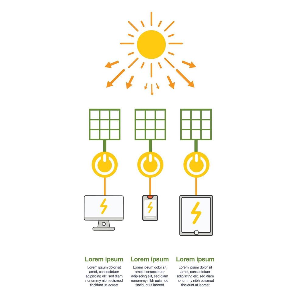 disegno dell'illustrazione del pannello solare. illustrazione di vita ecologica vettore