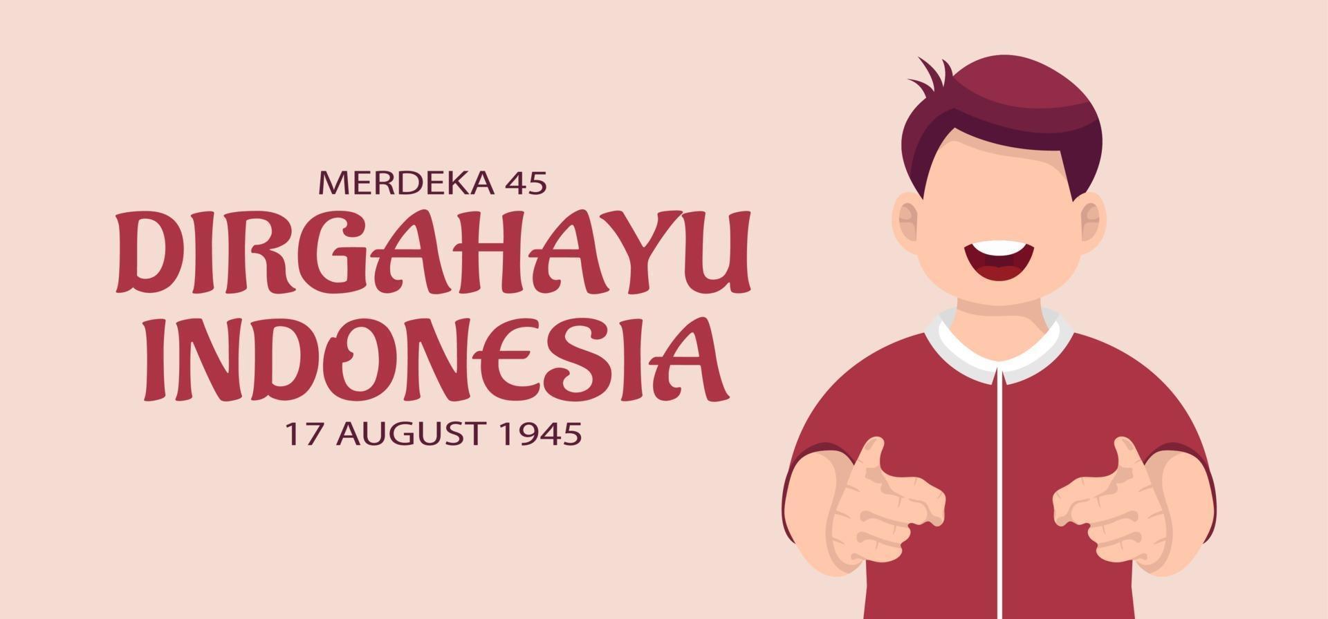 cartolina d'auguri di celebrazione del giorno dell'indipendenza dell'indonesia. vettore