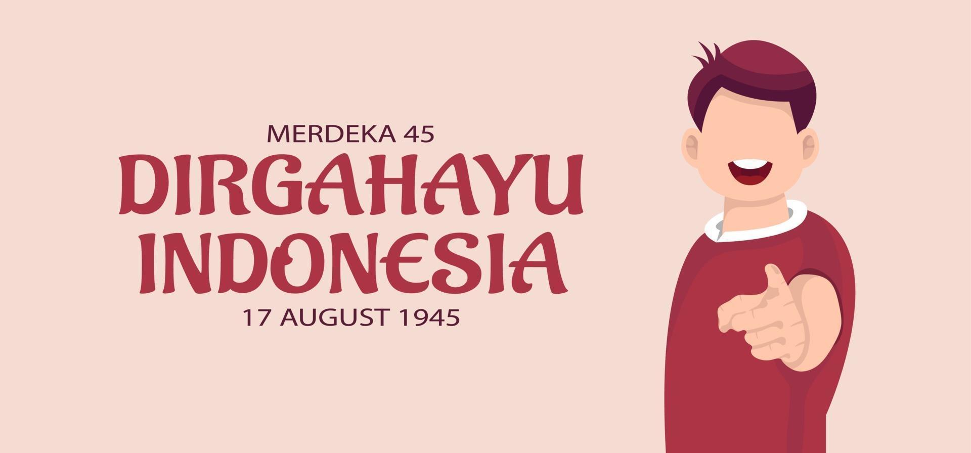 cartolina d'auguri di celebrazione del giorno dell'indipendenza dell'indonesia. vettore