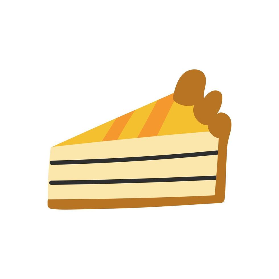 un pezzo di torta. illustrazione vettoriale in stile scarabocchio piatto