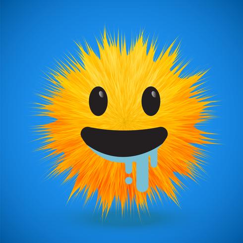 Emoticon di smiley alta dettagliati della pelliccia 3D, illustrazione di vettore