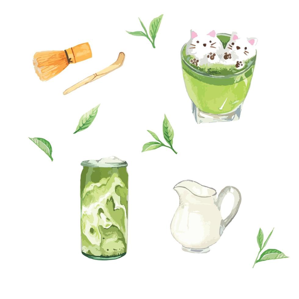 menu di matcha latte vettore