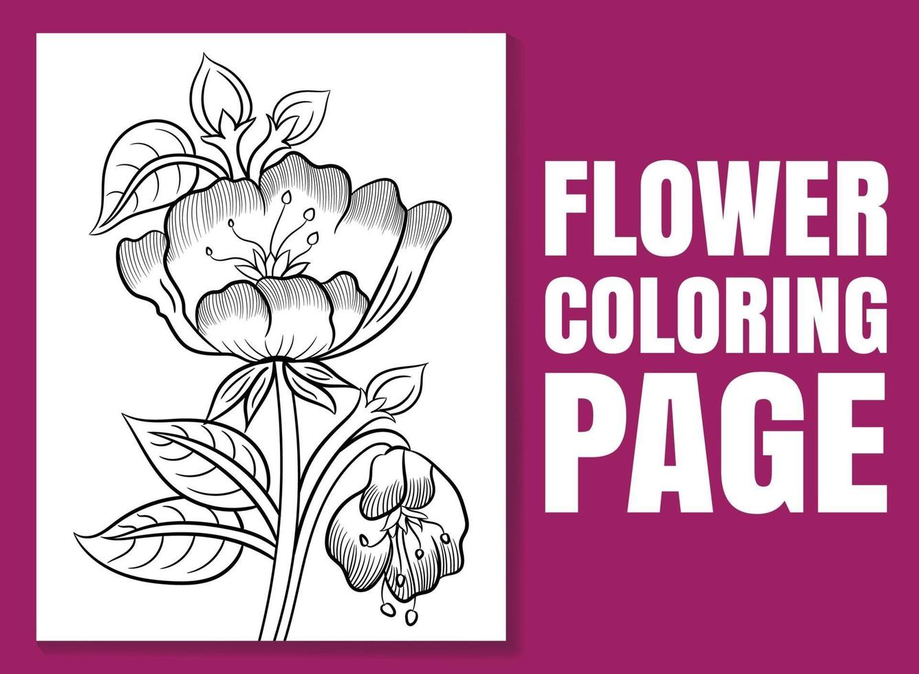fiore da colorare. pagina del libro da colorare per adulti e bambini vettore