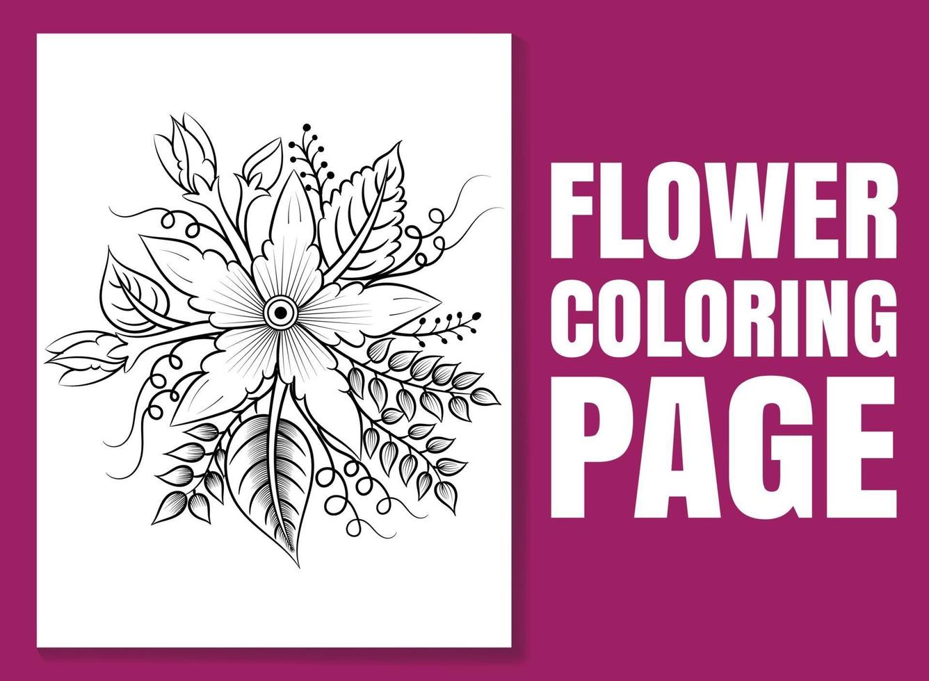 fiore da colorare. pagina del libro da colorare per adulti e bambini vettore