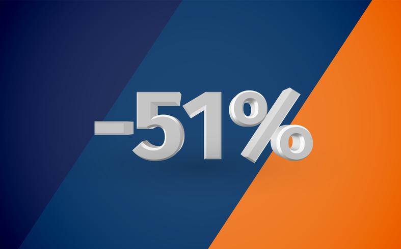 Illustrazione di vendita 3D con percentuale, vettore