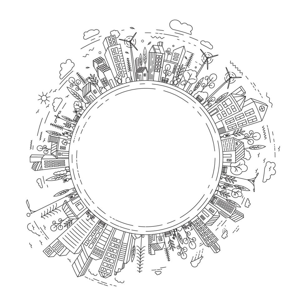 modello di illustrazione vettoriale di arte della linea di costruzione della città