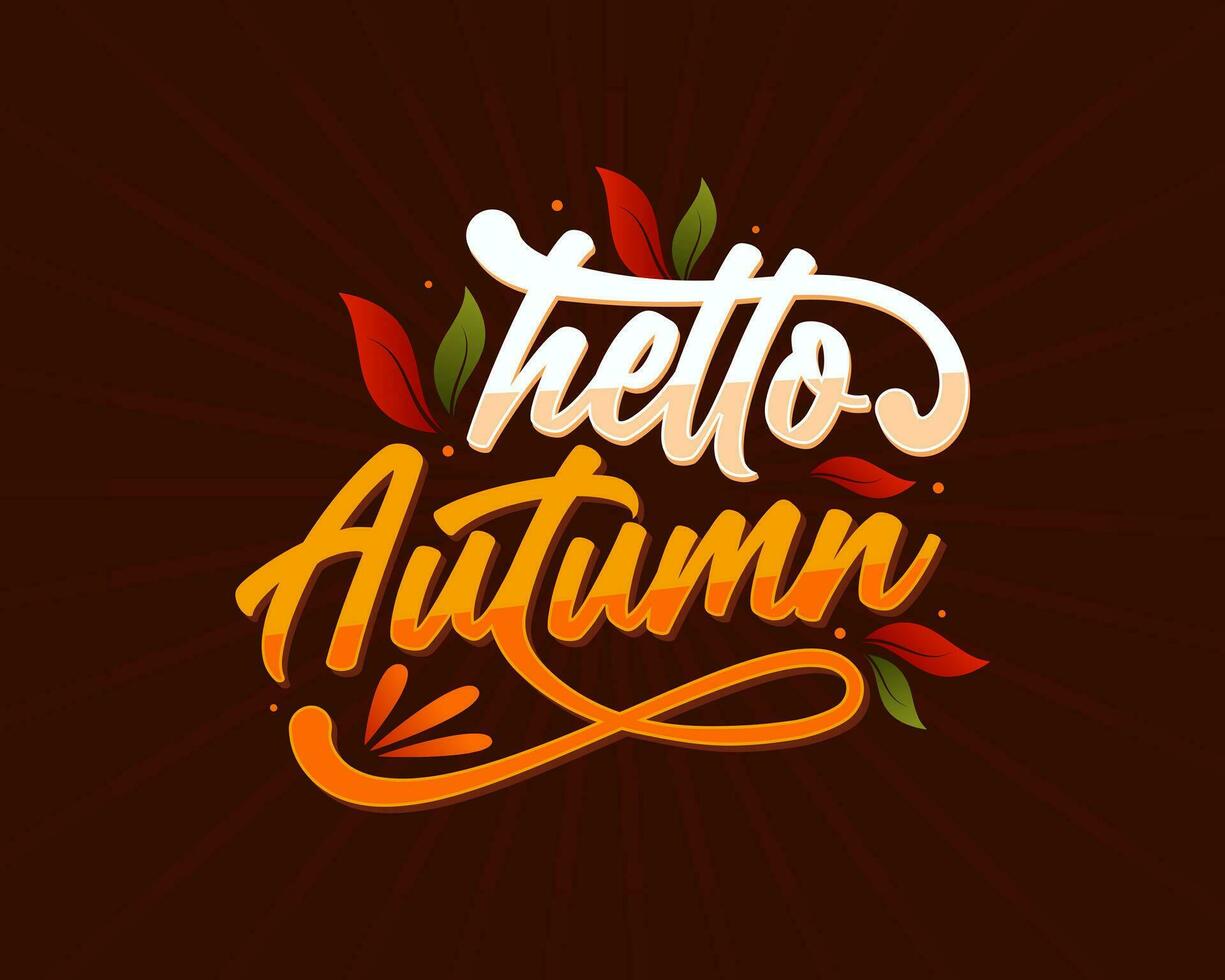 Ciao autunno creativo tipografia design vettore