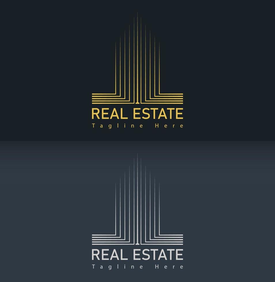 design del logo immobiliare di lusso con stile di linea. vettore