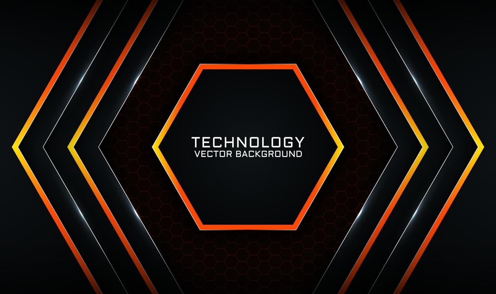 sfondo astratto tecnologia 3d nero con effetto luce arancione vettore