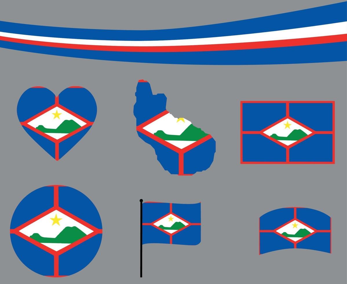 sint eustatius bandiera mappa nastro cuore icona illustrazione vettoriale abstract