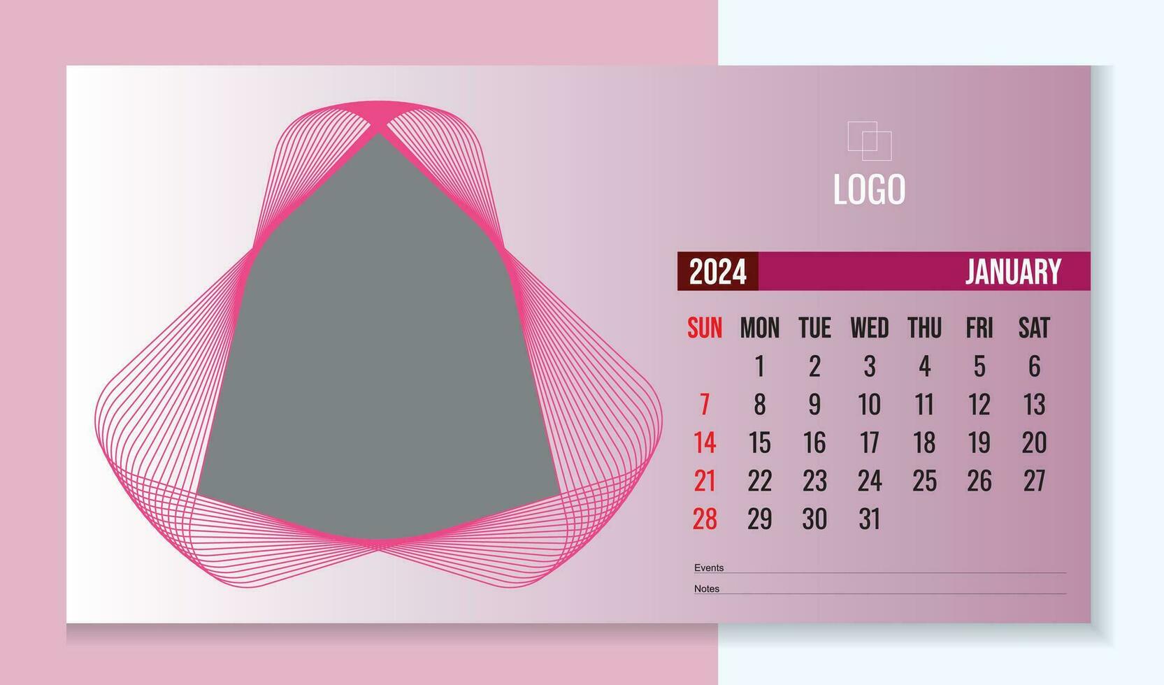 aziendale scrivania calendario design 2024 vettore