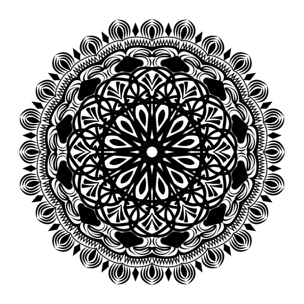 disegno di mandala di simmetria del disegno di elementi floreali ripetuti orientali vettore