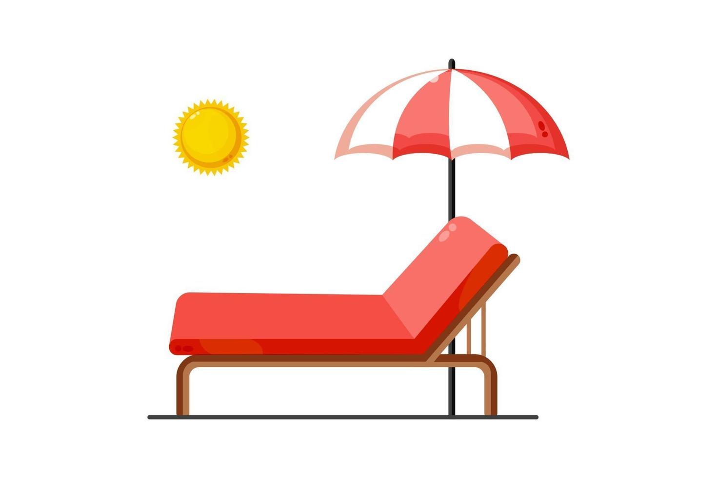 illustrazione di lettini e ombrelloni vettore
