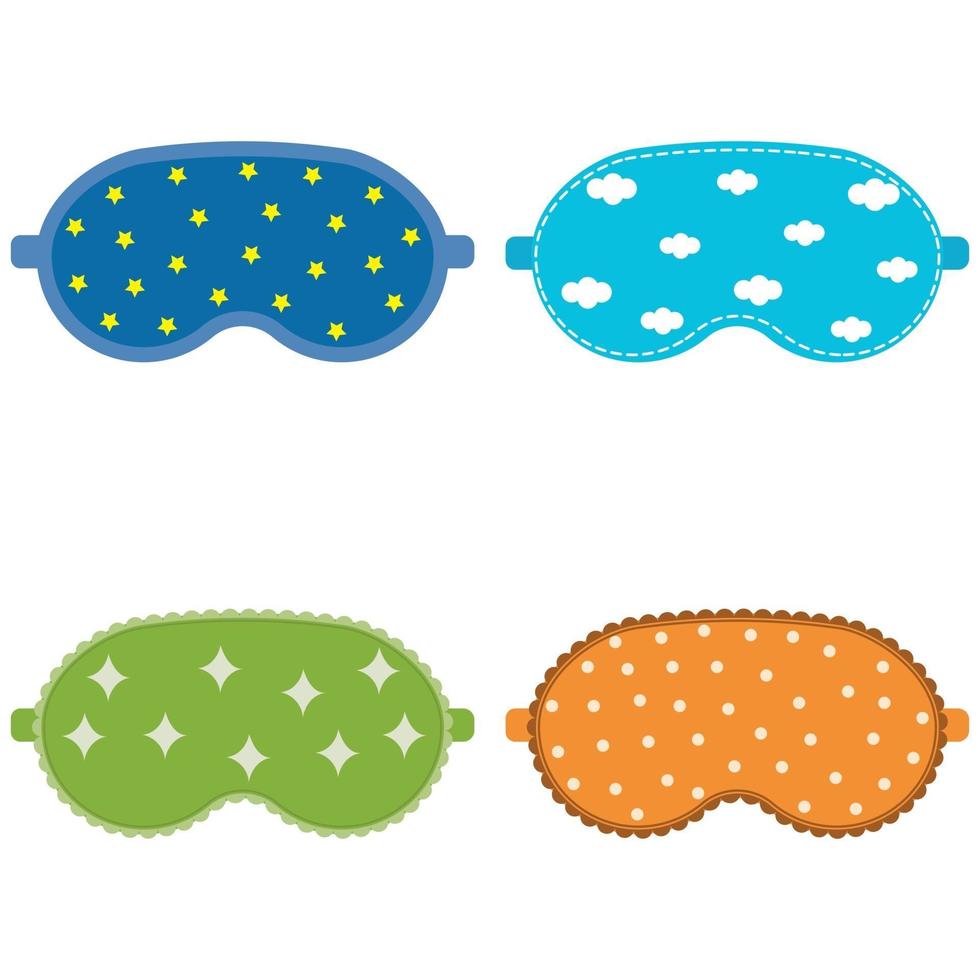 set di maschera per dormire, illustrazione vettoriale isolata a colori