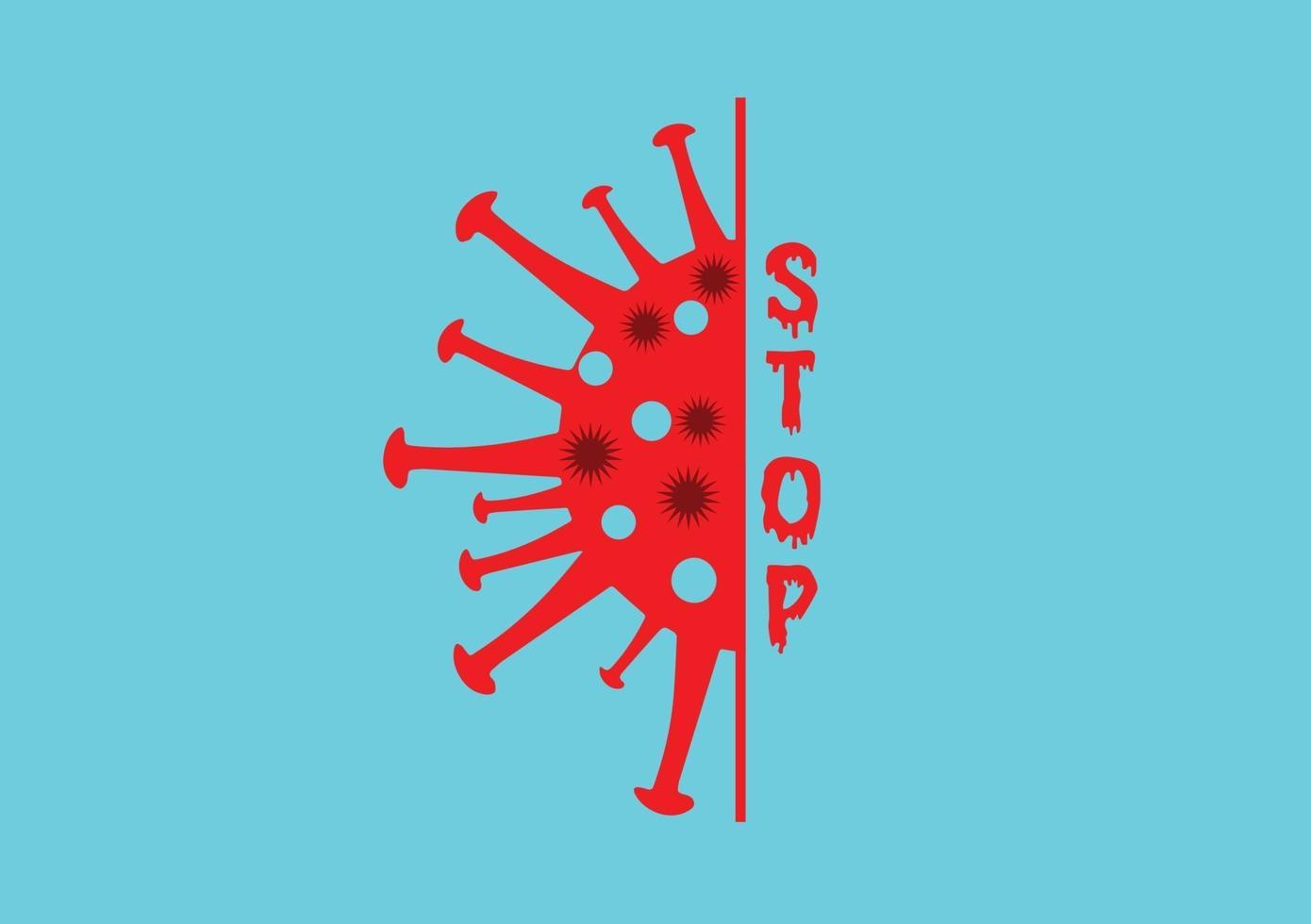 ferma il logo del virus corona e il modello di design della maglietta vettore