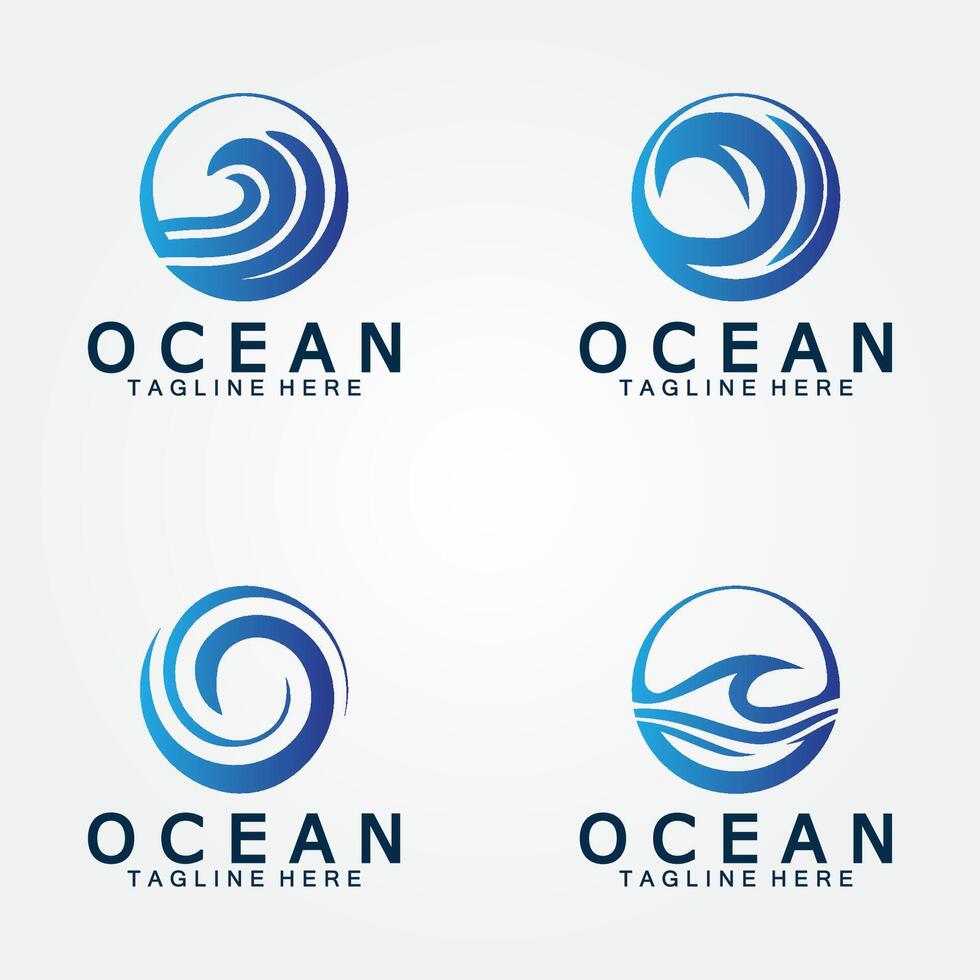 ondulato blu oceano acqua lettera o oceano onda logo design vettore