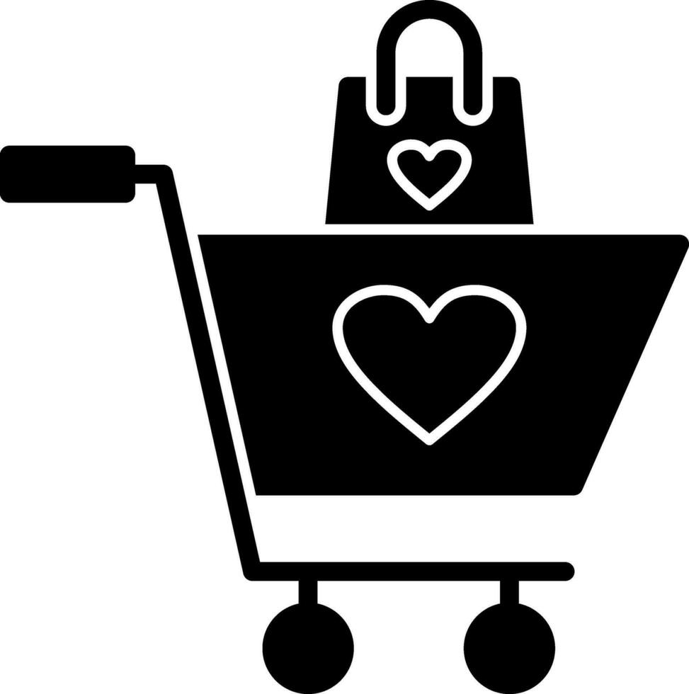 shopping cestino con cuore vettore icona design