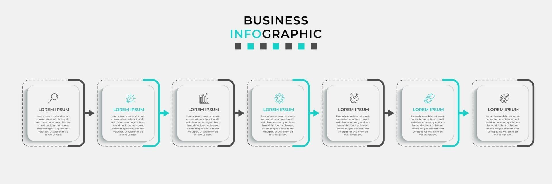 modello di progettazione infografica con icone e 7 opzioni o passaggi vettore