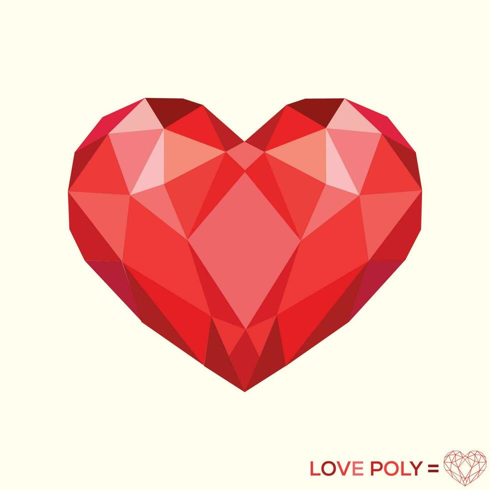 geometrico astratto poligonale cuore e amore parola isolato su buio copertina per uso nel design per san valentino giorno o nozze saluto carta vettore