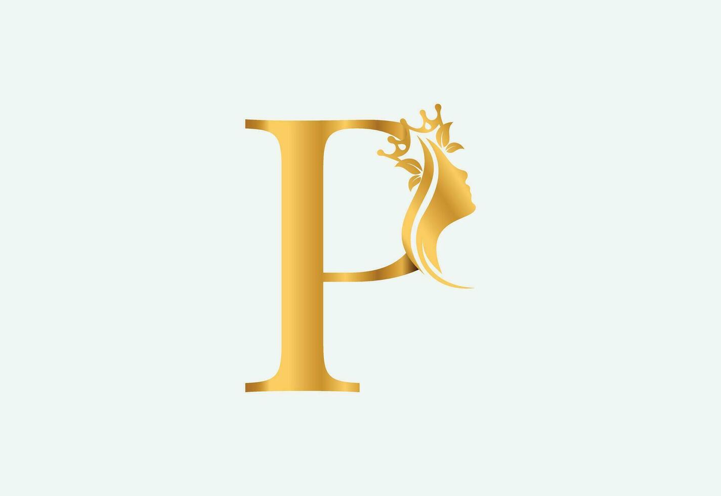 bellezza monogramma lettera p donna silhouette logo design vettore