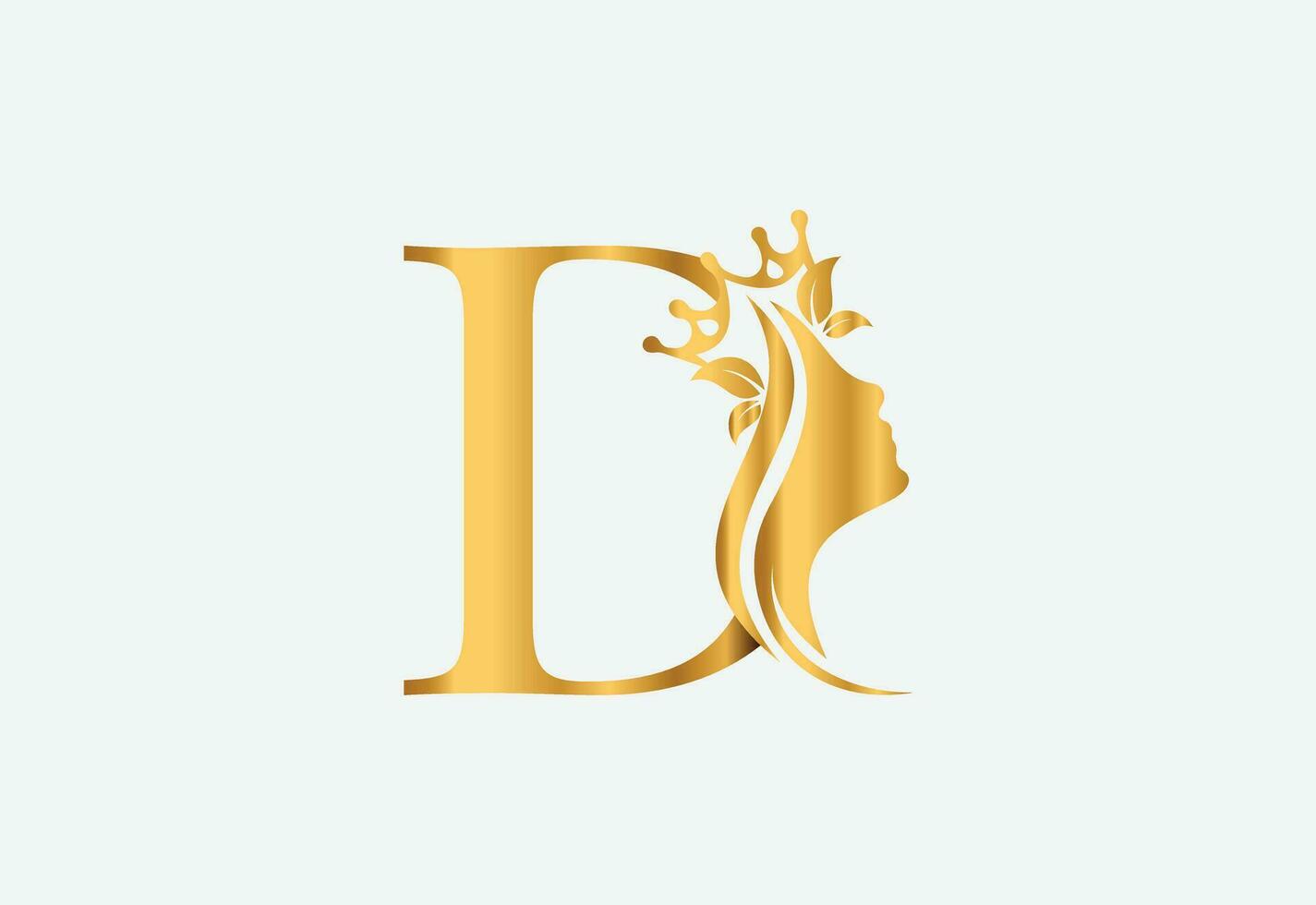 bellezza monogramma lettera d donna silhouette logo design vettore