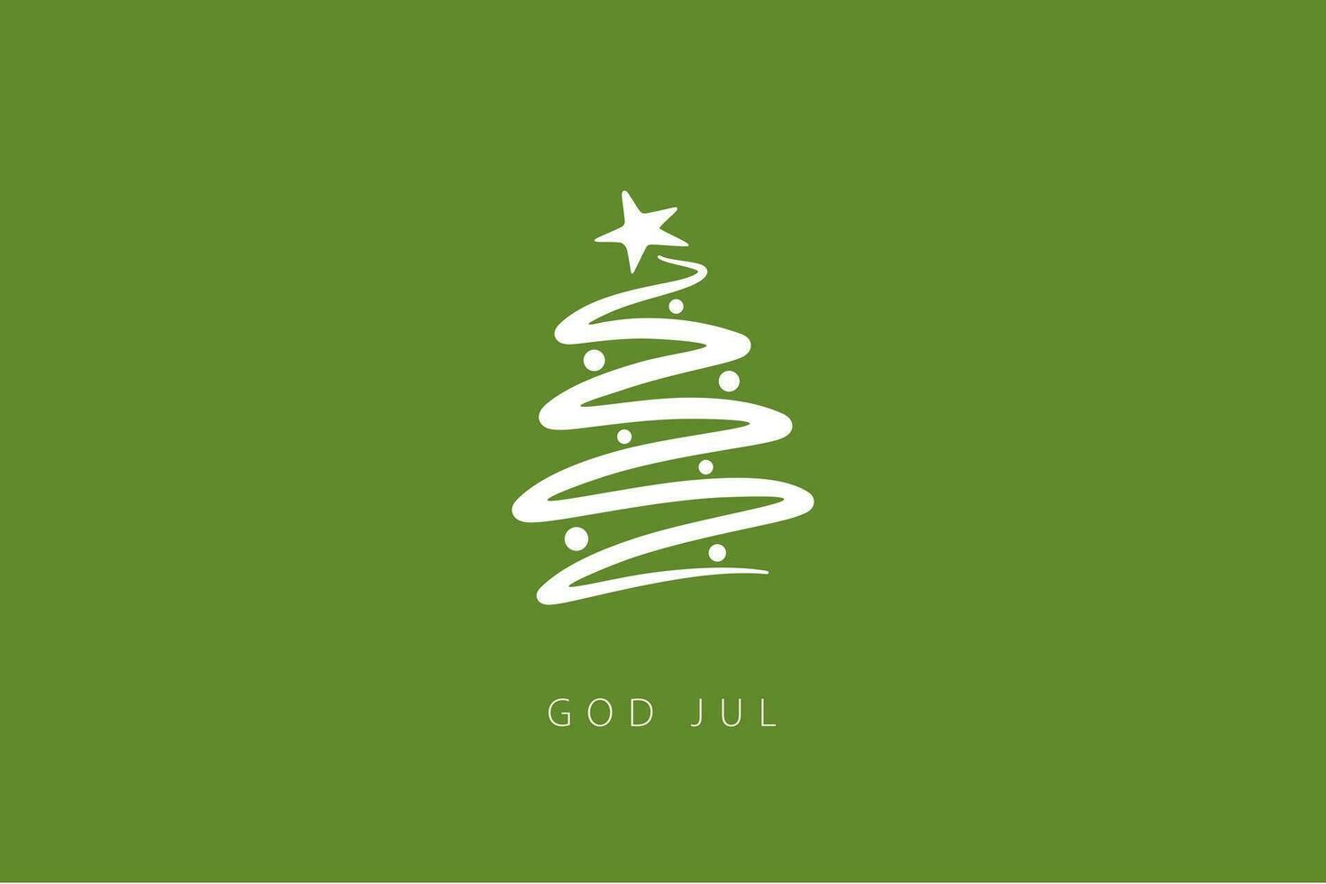 allegro Natale lettering nel svedese - Dio luglio - con Natale albero. Natale carta modello vettore