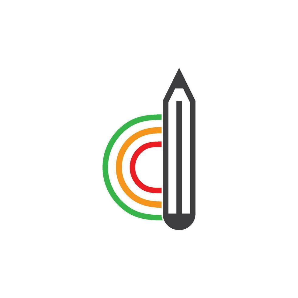 lettera d colorato matita creativo simbolo vettore