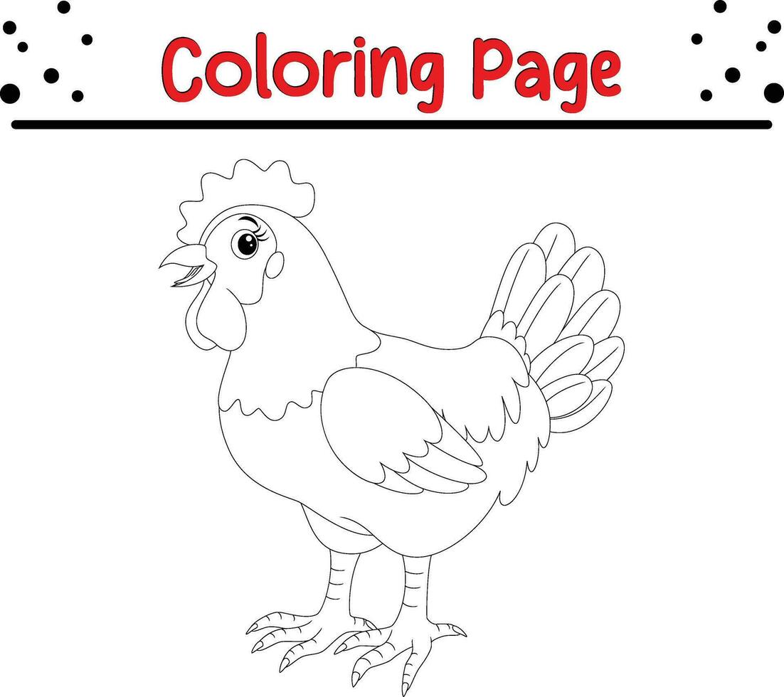 gallina colorazione pagina per bambini. vettore