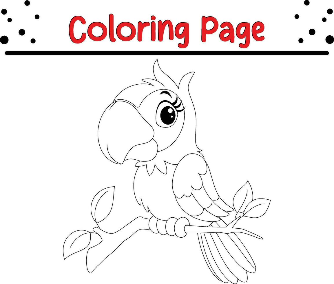 pappagallo uccello colorazione pagina per bambini. vettore